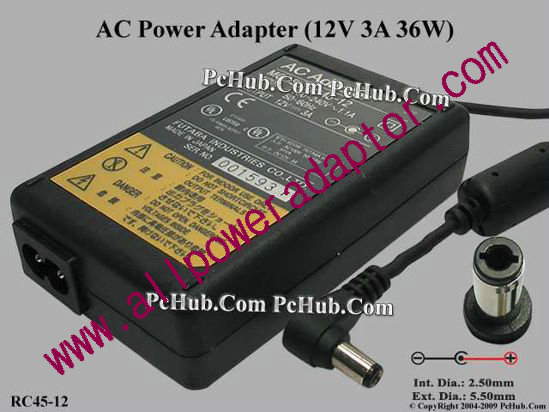 FUTABA AC Adapter 5V-12V 12V 3A, 5.5/2.5mm, 2-Prong