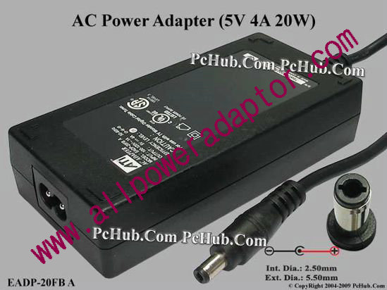 ATI AC Adapter 5V-12V 5V 4A, 5.5/2.5mm, 2-Prong