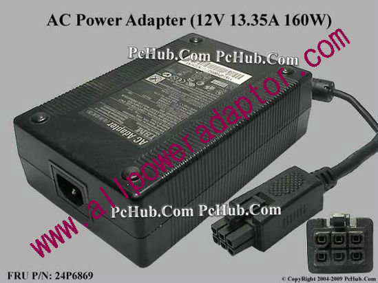 IBM AC Adapter 5V-12V 24P6869, 12V 13.5A, 6-pin, IEC C14