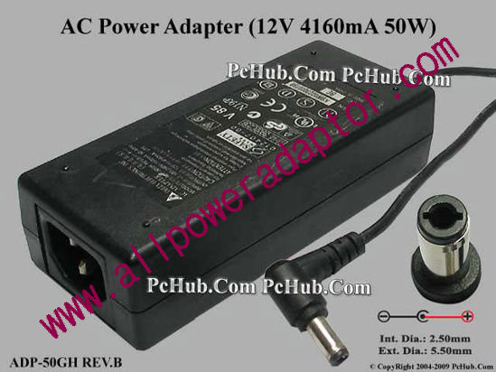 Delta Electronics ADP-50GH REV.B AC Adapter 5V-12V 12V 4160mA, Tip C, (IEC C14)