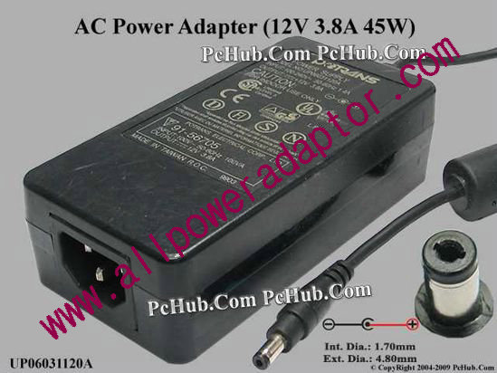 Potrans UP06031120A AC Adapter 5V-12V 12V 3.8A, Tip-A, (IEC C14