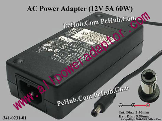 Cisco 341-0231-01 AC Adapter 5V-12V 12V 5A, 5.5/2.5mm, C14