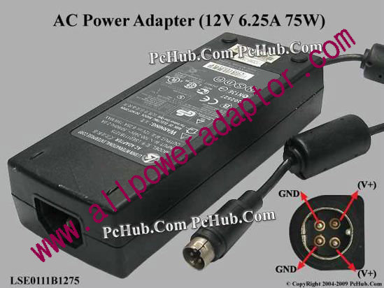 Li Shin LSE0111B1275 AC Adapter 5V-12V 12V 6.25A, 4-Pin P14=V, C14