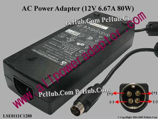 Li Shin LSE0111C1280 AC Adapter 5V-12V 12V 6.67A, 4-Pin P14=V, C14