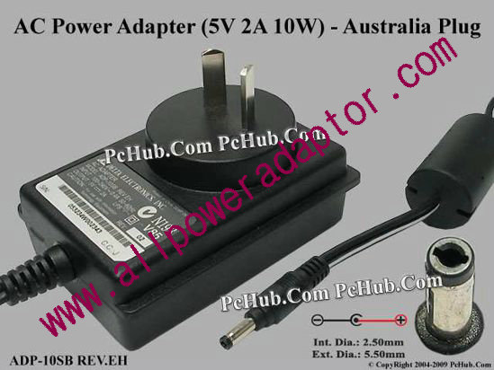 Delta Electronics ADP-10SB REV.EH AC Adapter 5V-12V 5V 2A 10W, 1.7/4.0mm, AU Pluge