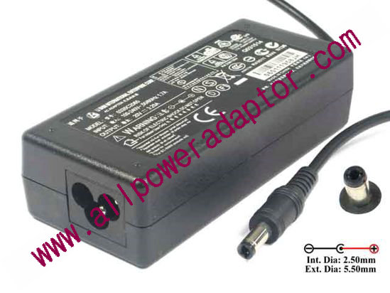 Hitek Power Corp AC Adapter 20V 2.5A, 5.5/2.5mm, 3-Prong