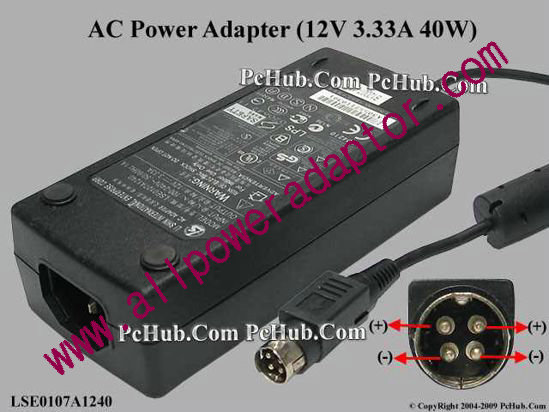 Li Shin LSE0107A1240 AC Adapter 5V-12V 12V 3.33A, 4-Pin P14=V, C14