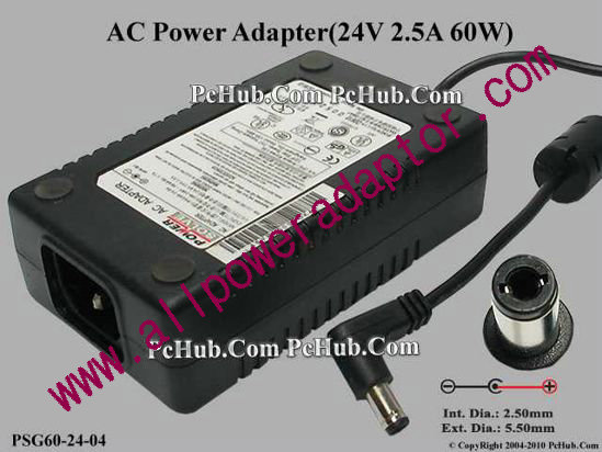 Power Solve AC Adapter 24V 2.5A, 2.5/5.5mm, C14
