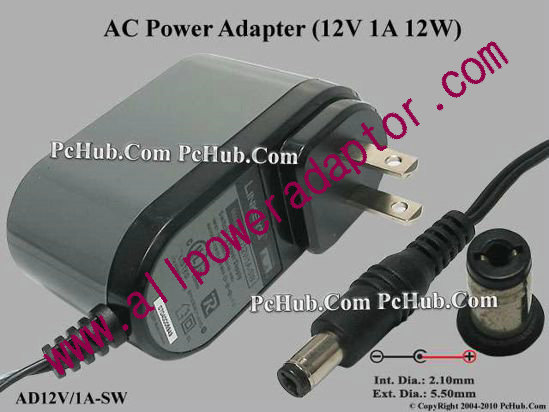 Linksys AD12V/1A-SW AC Adapter 5V-12V 12V 1A, 5.5/2.1mm, US 2-Pin Plug - Click Image to Close