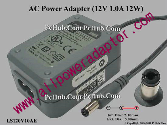 Linksys LS120V10AE AC Adapter 5V-12V 12V 1A, 5.0/2.1mm, 2-Prong