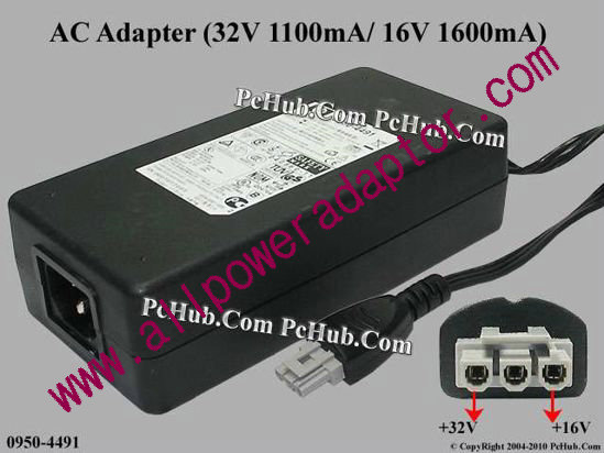 HP AC Adapter 0950-4491, 32V 1.1A, 16V 1.6A, 3-pin, (IEC C14)