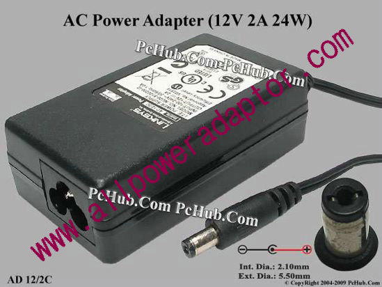 Linksys AD 12/2C AC Adapter 5V-12V 12V 2A, 5.5/2.1mm, 3-Prong