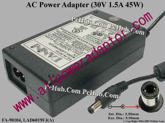 PANINI AC Adapter FA-90104, 30V 1.5A, Tip-C, 2-prong