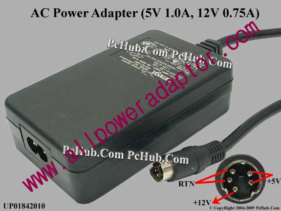 Iomega UP01842010 AC Adapter 5V-12V 12V 0.75A, 5V 1A, 5P, P12=5V P3=12V, 2 Prong
