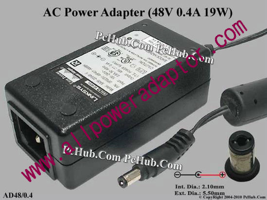 Linksys AD48/0.4 AC Adapter 48V 0.4A, 5.5/2.1mm, C14, New