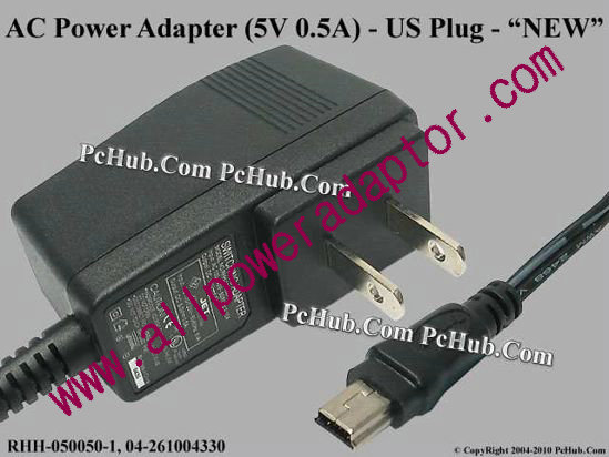 RHH-050050-1 AC Adapter 5V-12V 5V 0.5A, mini-USB, US 2-pin Flat, NEW