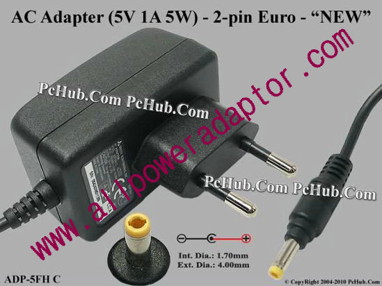 Delta Electronics ADP-5FH C AC Adapter 5V-12V 5V 1A, (1.7/4.0mm), 2-pin Euro, NEW