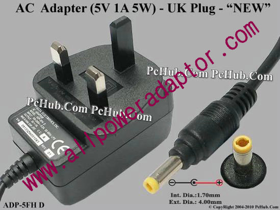 Delta Electronics ADP-5FH D AC Adapter 5V-12V 5V 1A, 4.0/1.7mm, UK