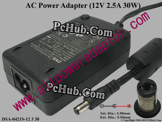 DVE DSA-0421S-12 AC Adapter 5V-12V 12V 2.5A, 5.5/2.1mm, 3-Prong