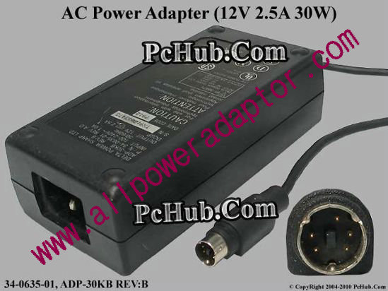 Sharp AC Adapter 5V-12V 12V 2.5A, 5-Pin DIN, C14