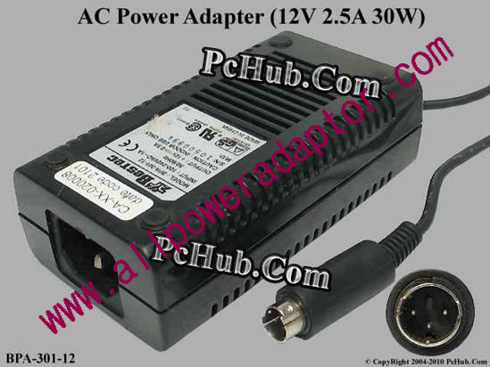 Bestec BPA-301-12 AC Adapter 5V-12V 12V 2.5A, 3-Pin DIN, C14