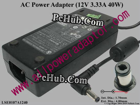 Li Shin LSE0107A1240 AC Adapter 5V-12V 12V 3.33A. 4.8/1.7mm, C14