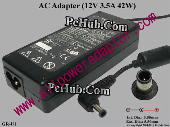 KEYENCE AC Adapter 5V-12V 12V 3.5A. 5.5/3.5mm With Pin, 3-Prong