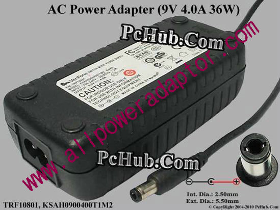 VeriFone AC Adapter 5V-12V 9V 4A, 2.5/5.5mm, 2-Prong