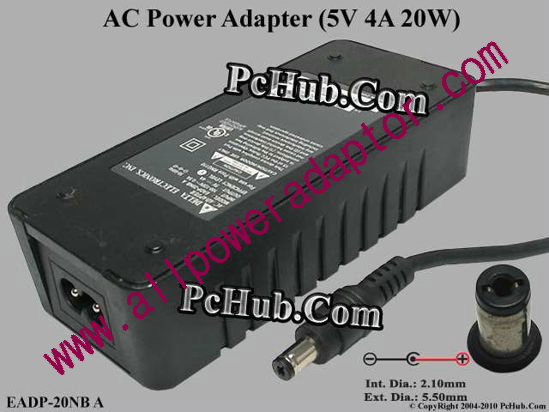Delta Electronics EADP-20NB AC Adapter 5V-12V 5V 4A, 5.5/2.1mm, 2-Prong