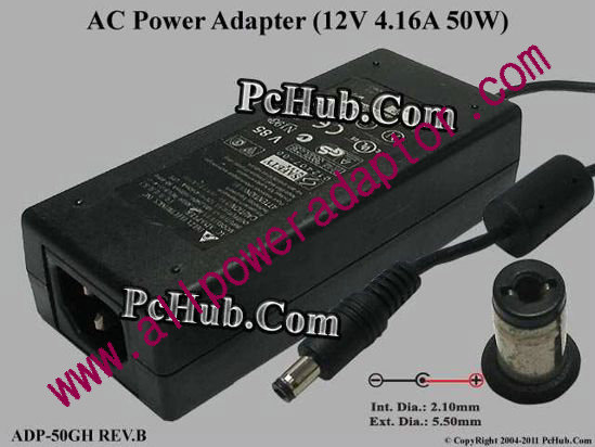 Delta Electronics ADP-50GH REV.B AC Adapter 5V-12V 12V 4.16A, 2.1/5.5mm, C14 - Click Image to Close