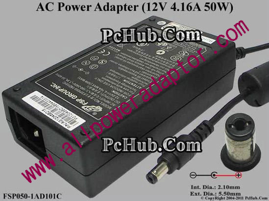 FSP Group Inc FSP050-1AD101C AC Adapter 5V-12V 12V 4.16A, 2.1/5.5mm, C14