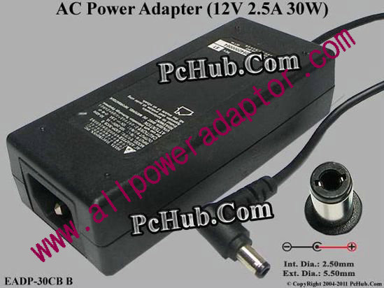 Delta Electronics EADP-30CB B AC Adapter 5V-12V 12V 2.5A, 5.5/2.5mm, C14