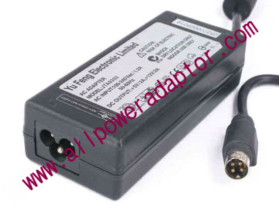 Yu Feng Electronic AC Adapter 5V-12V 12V 2A, 5V 2A, 4P, P1=5V, P4=12V, 3-Prong, New