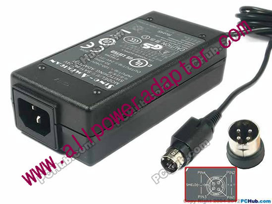 Sino American SA165E-24V AC Adapter 24V, 2.5A, 4-Pin P14=V , C14, New