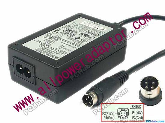 APD / Asian Power Devices DA-34A02 AC Adapter 5V-12V 12V 2A, 5V 2A, 4P, P1=5V, P4=12V, 2-Prong, New