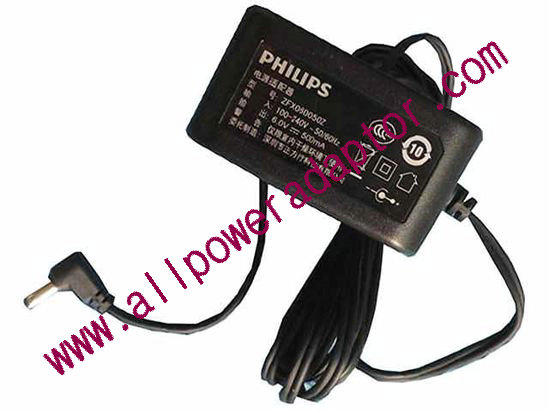 Philips AC Power AC Adapter 5V-12V 6V 0.5A, 3.5mm, US 2-Pin Plug - Click Image to Close