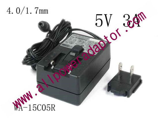 APD / Asian Power Devices WA-15C05R AC Adapter 5V-12V 5V 3A, 4.0/1.7mm, US 2-Pin Plug, New