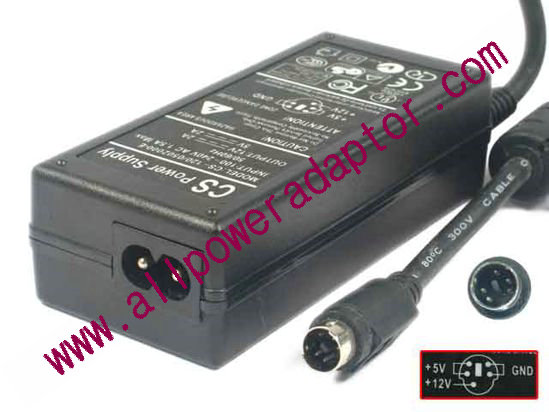 CS Power AC Adapter 5V-12V 12V 2A, 5V 2A, 5P, P3=12V, P45=5V, 2-Prong - Click Image to Close