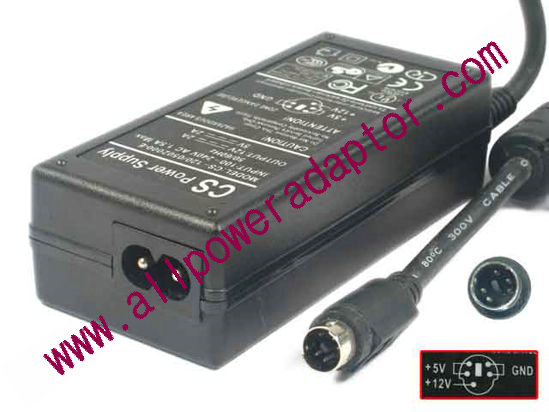 CS Power AC Adapter 5V-12V 12V 2A, 5V 2A, 5P, P3=12V, P45=5V, 2-Prong