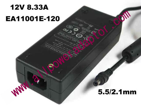 Edac Power EA11001E-120 AC Adapter 5V-12V 12V 8.33A, Barrel 5.5/2.1mm, C14