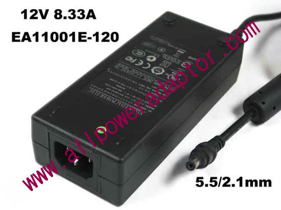 Edac Power EA11001E-120 AC Adapter 5V-12V 12V 8.33A, Barrel 5.5/2.1mm, C14 - Click Image to Close