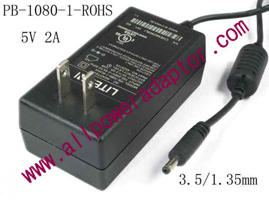 LITE-ON PB-1080-1-ROHS AC Adapter 5V-12V 5V 2A, Barrel 3.5/1.35mm, US 2-Pin Plug