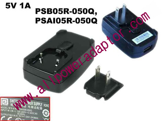PHIHONG PSB05R-050Q AC Adapter 5V-12V 5V 1A, USB Port, U2 2-Pin Plug