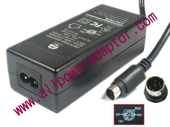 Honor AC Adapter 5V-12V 12V 2A, 5V 2A, 5P, P3=12V, P45=5V, 2-Prong, New