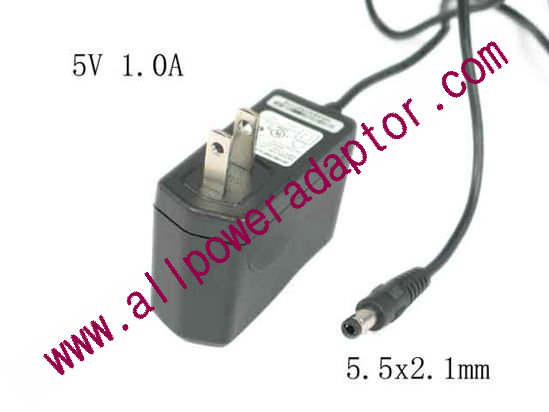 AOK OEM Power AC Adapter 5V-12V 5V 1.0A, Barrel 5.5x2.1mm, US 2-Pin Plug