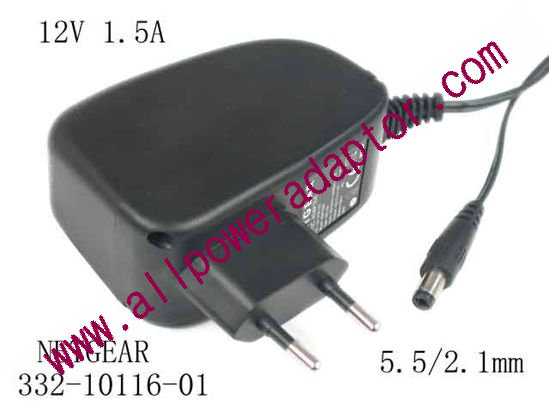 NETGEAR AC To DC (Netgear)) AC Adapter 5V-12V 12V 1.5A, 5.5/2.1mm, EU 2-Pin