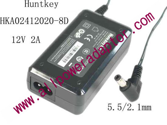 Huntkey HKA02412020-8D AC Adapter 5V-12V 12V 2A, 5.5/2.1mm, 2-Prong, New