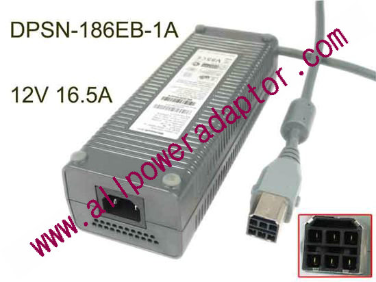 Microsoft AC to DC (Microsoft) AC Adapter 5V-12V 12V 16.5A, 6-Hole Connector, C14