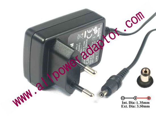 Salom AC Adapter 5V-12V 5V 0.35A, 3.5/1.35mm, EU 2-Pin, New