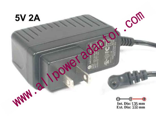 Honor AC Adapter 5V-12V 5V 2A, Barrel 3.5/1.35mm, US 2-Pin Plug